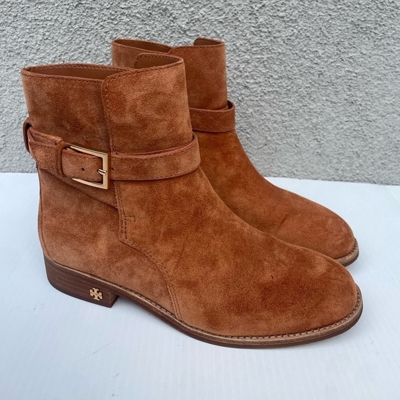 Tory Burch Brooke Ankle Suede Buckle Boot - Picture 1 of 12